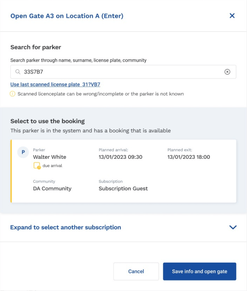 View of modal window: parker is being late